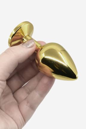 Anal fest Golden Steel Buttplug with Crystal