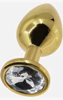 Anal sexlegetøj Golden Steel Buttplug with Crystal