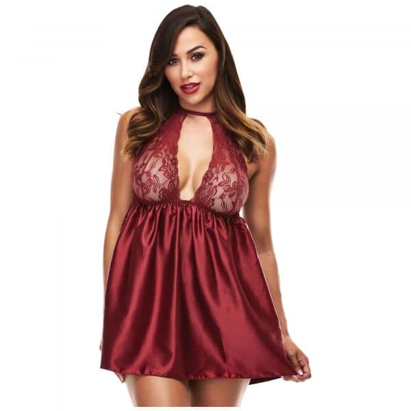 Baci - Sexy Lace Babydoll Set Red S/M