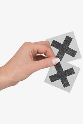 Kropssmykker Nipple Sticker Cross Black