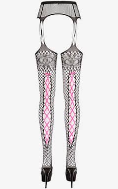 Lingeri Tights Suspender Belt Pink Lace