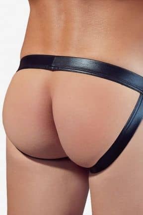 Lingeri Jockstrap Wetlook Black - Jockstrap i wetlook-materiale
