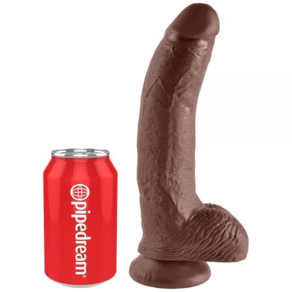 King Cock 9inch Cock With Balls Brown