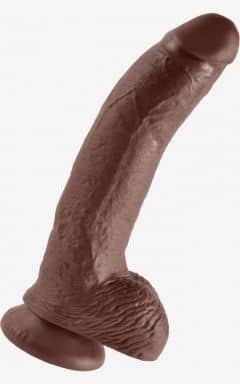 Klassisk dildo King Cock 9inch Cock With Balls Brown
