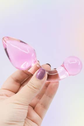 Dildo Glassy Rose Curved Plug