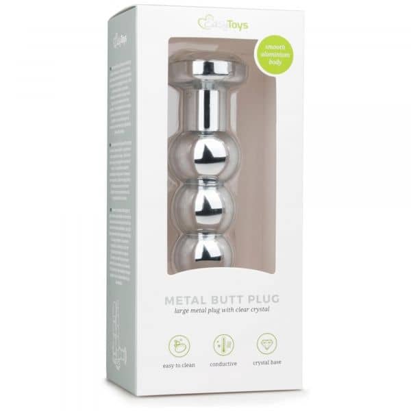 Metal Butt Plug No.14 - Silver/Clear