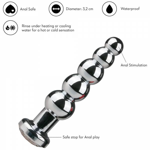 Metal Butt Plug No.14 - Silver/Clear