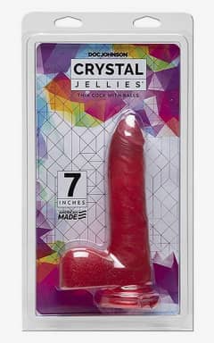 Dildo Crystal Jellies Thin Cock w. Balls Purple 7in