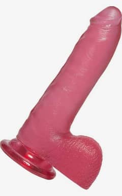 Anal Dildo Crystal Jellies Thin Cock w. Balls Pink 7in