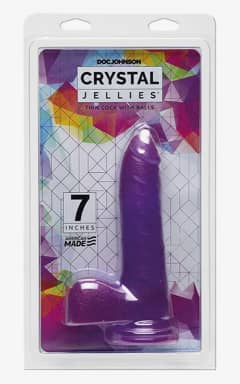 Dildo Crystal Jellies Thin Cock w. Balls Purple 7in