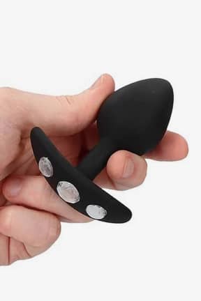 Anal Regular Diamond Butt Plug With Handle - Black