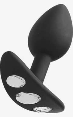 Anal Regular Diamond Butt Plug With Handle - Black