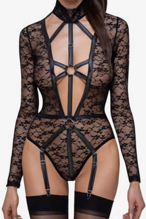 Lingeri Lace Body with Straps Black