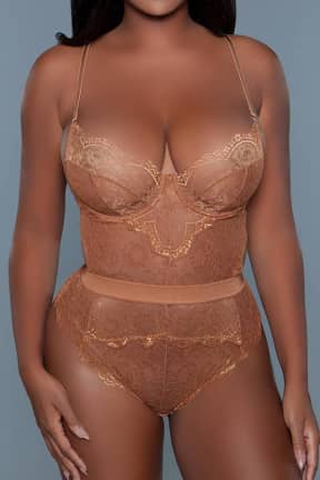 Lingeri BeWicked Bettany Bodysuit Caramel S