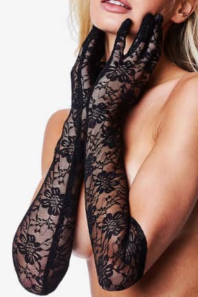 Alle Baci Allover Lace Opera Glove Black