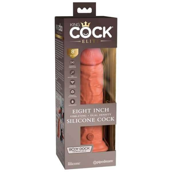 King Cock 20cm Vibrating Silicone Cock Tan