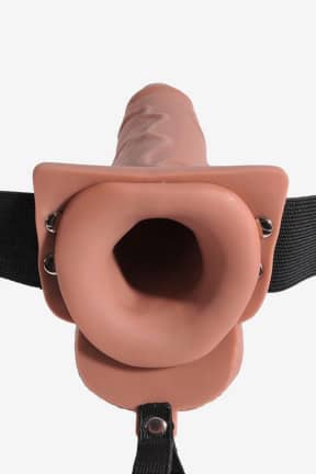 Anal Dildo Hollow Squirting Strap On W. Balls 7.5 Inch Light