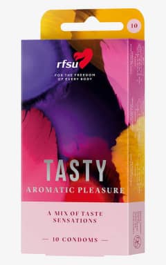 Alle RFSU Tasty Aromkondomer, 10-pack - 10 kondomer i 6 smagsvarianter – en blanding af RFSU’s bestsellere.