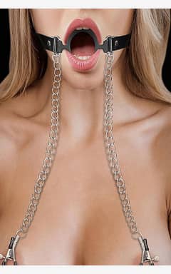 Brystklemmer & Ticklers O-Ring Ball Gag w. Nipple Clamps