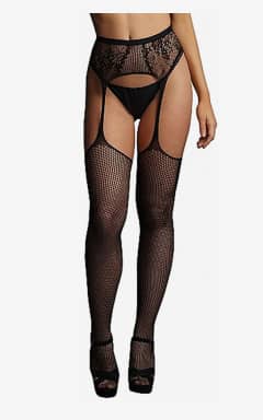 Lingeri Le Désir Fishnet and Lace Garterbelt Stockings OS