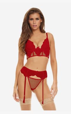 Lingeri Peek A Boo Wire 3PC Set Red