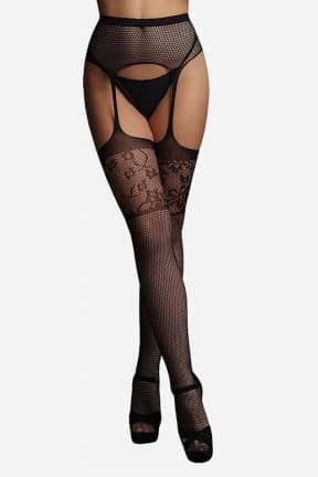 Alle Le Désir Garterbelt Stockings with Lace Top One Size