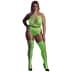 Glow In The Dark Two Piece With Crop Top And Stockings Green