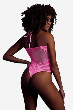 Lingeri Glow In The Dark Body With Halter Neck Pink