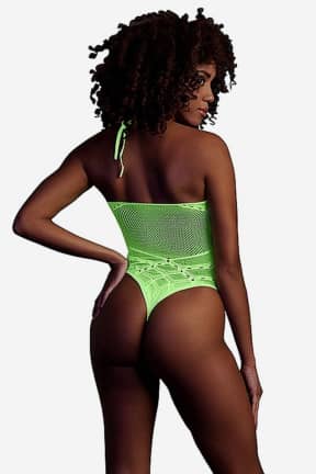 Lingeri Glow In The Dark Body With Halter Neck Green