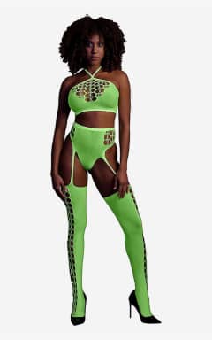 Alle Glow In The Dark Two Piece With Crop Top And Stockings Green