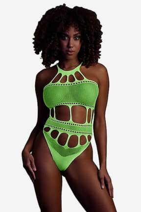 Lingeri Glow In The Dark Body With Grecian Neckline Green