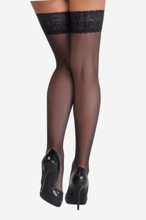 Lingeri Hold-up Stockings Black 8cm Lace