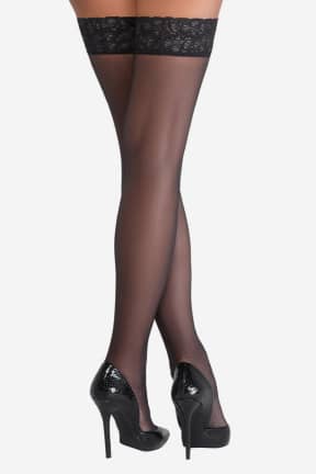 Lingeri Hold-up Stockings Black 6cm Lace