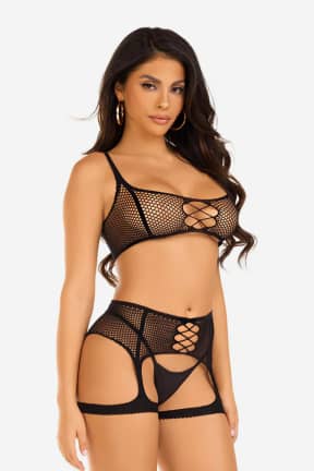 Nyheder Top And Garter Harness Black