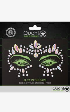 Lingeri Ouch! - Body Jewelry Stickers Face - 3 - Glow in the dark bling stickers til ansigtet - tilføj sexet glimmer og glamour til dit udtryk