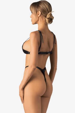 Lingeri Obsessive - Crotchless Body Dame Controle - Black - OS - Fræk harness-body i læderlook med åben bundog justerbare detaljer.