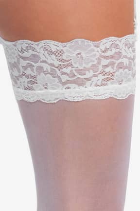 Alle Cottelli Legwear - Stockings With Lace - White - XL