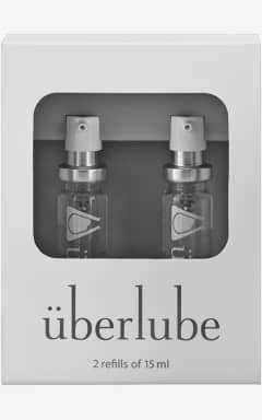 Sol og Strand Überlube - Good-To-Go Refills - 2x15 ml - Fyld rejseetuiet op med 2 diskrete glasrefills - lang holdbar, silkeblød og uden klister. Duftfri og skånsom formula uden glycerin og parabener, kompatibel med latex og polyisopren.