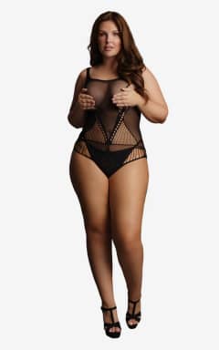 Lingeri Le Désir Contrast Net Teddy Queen Size - Kontrast-net og glatte sider former dine kurver og føles frækt let mod huden.  
Super stræk og åndbart net giver en tæt pasform og et lækkert, remmet finish.