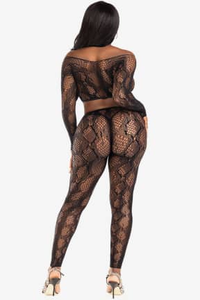 Alle Leg Avenue - Python Crop Top & Footless Tights - Slangeret blonde og net, der smyger sig om kroppen og tænder blikket.  
Top og højtaljede tights kan mikses frit, så du let skifter stil og humør.