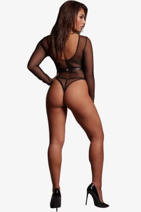 Lingeri Le Désir - Lexy - Harness and Mesh Body - One Size - Black - Frække harness-detaljer over blød mesh giver en selvsikker, kropsnær silhuet. Den stretchy one size sidder tæt og gør ethvert look ekstra uimodståeligt.