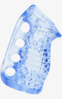 Pocket Pussy Fleshlight - Fleshskins Grip - Blue Ice - Pocket pussy med fingerhuller, så du kan klemme til og styre nydelsen i nuet. Silkeblød SuperSkin og åben kanal gør rengøring let, klar til næste frække møde.