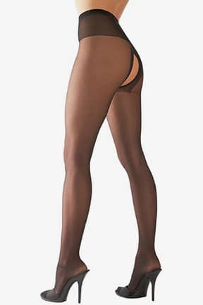 Lingeri Cottelli - Crotchless Tights - Black - Åbning i bunden af strømpebukserneGiver adgang til at stimulere dine erogene zonerForstærket gummilukning