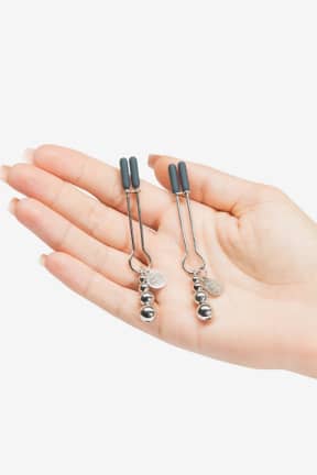 Alle The Pinch - Nipple Clamps - Justerbare brystklemmer med perlevægte – fra mild til intens