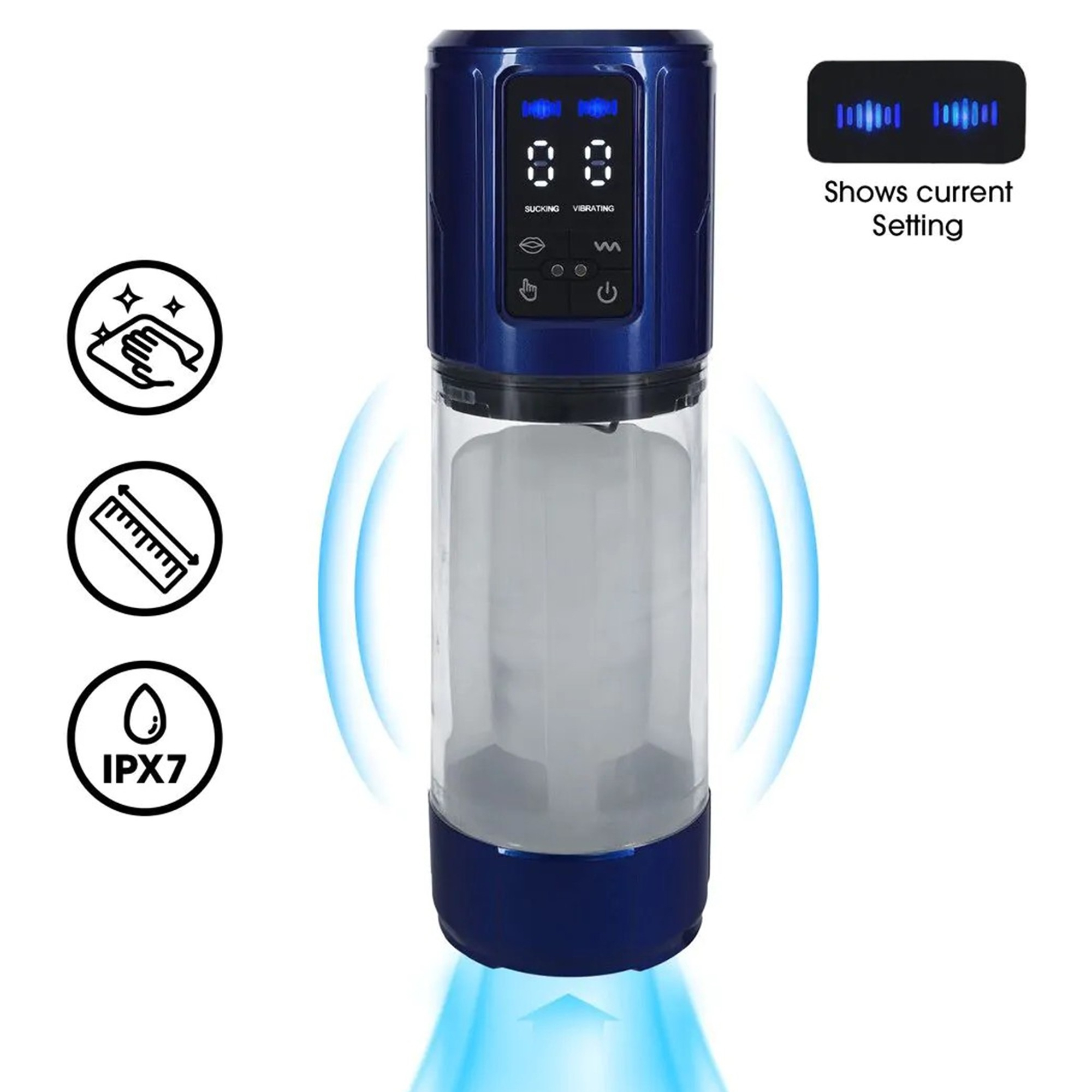 Brug Pumped - UltraLift Automatic Waterproof Masturbator Pump - Metallic Blue til en forbedret oplevelse