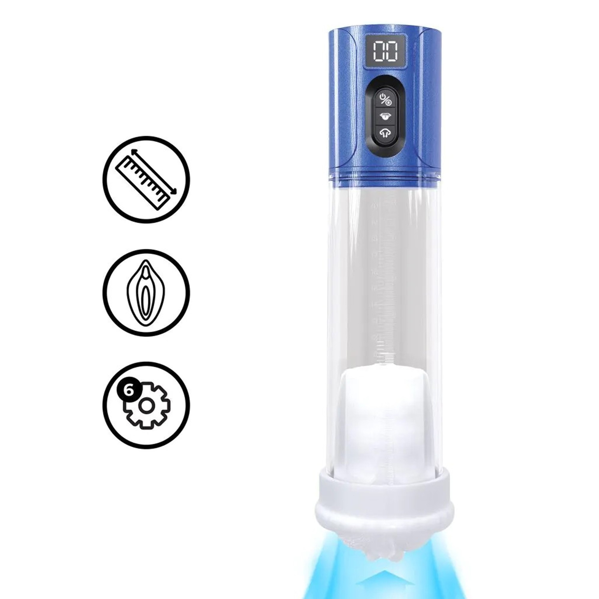 Brug Pumped - MaxLift 7 Function Suction Masturbator Pump - Metallic Blue til en forbedret oplevelse