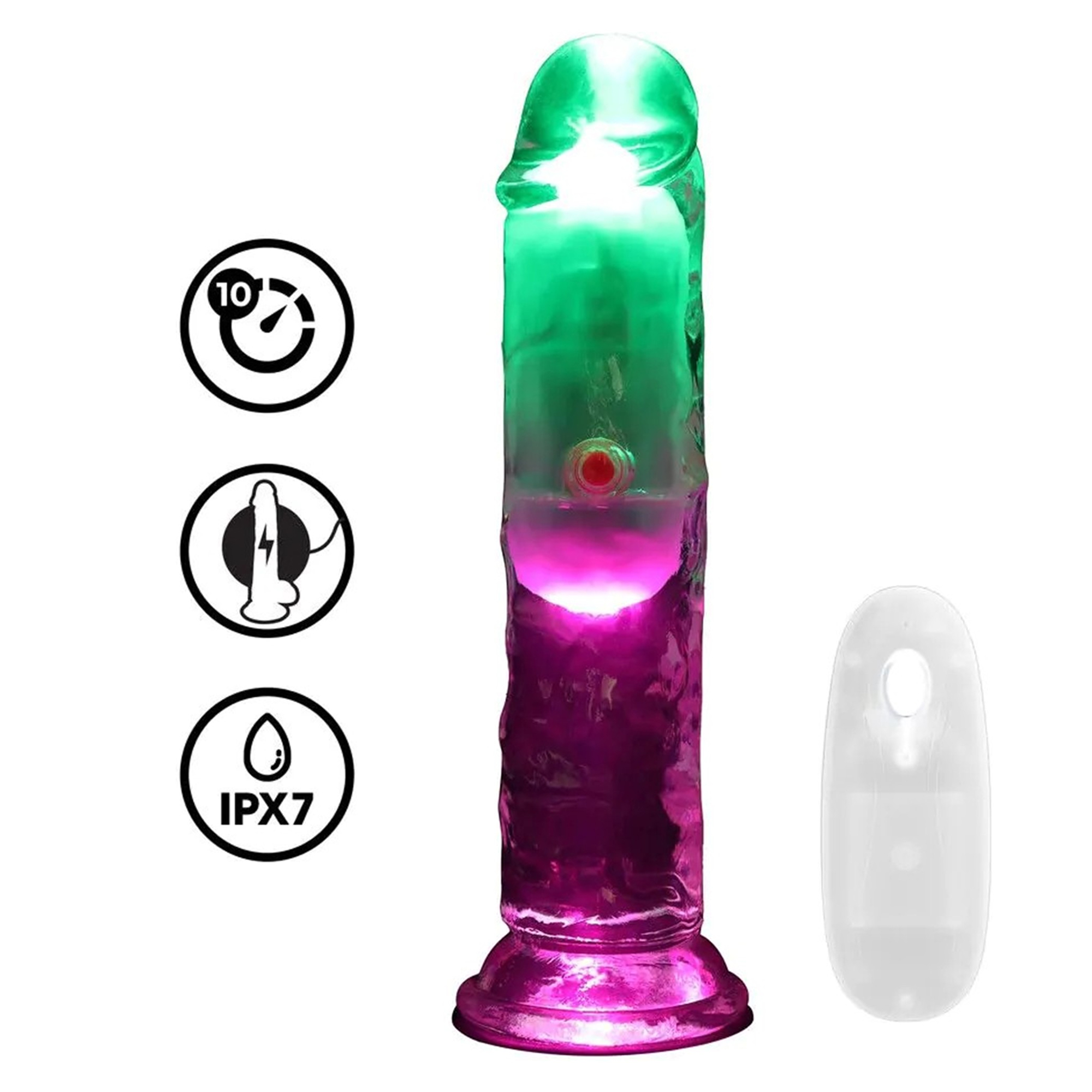 Brug RealCock - LED Vibrating Straight Cock - Transparent - 15cm til en forbedret oplevelse