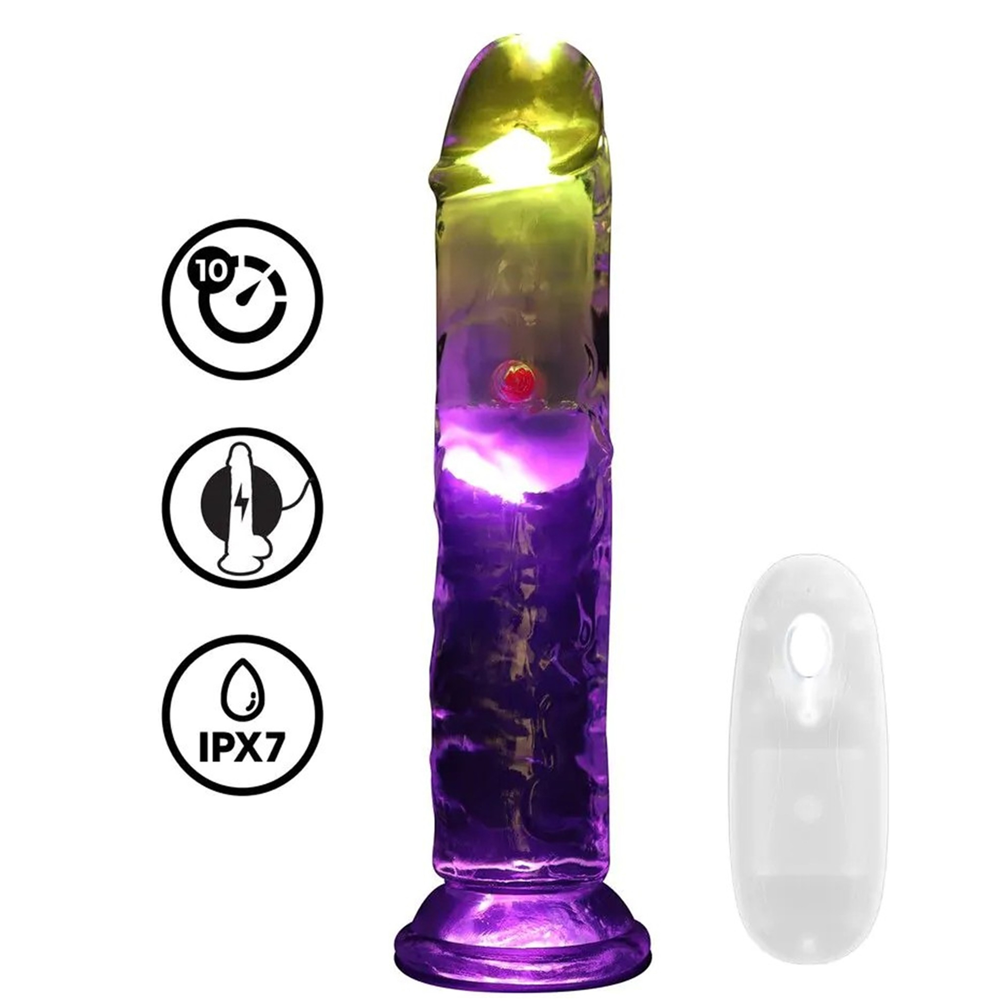 Brug RealCock - LED Vibrating Straight Cock - Transparent - 18cm til en forbedret oplevelse