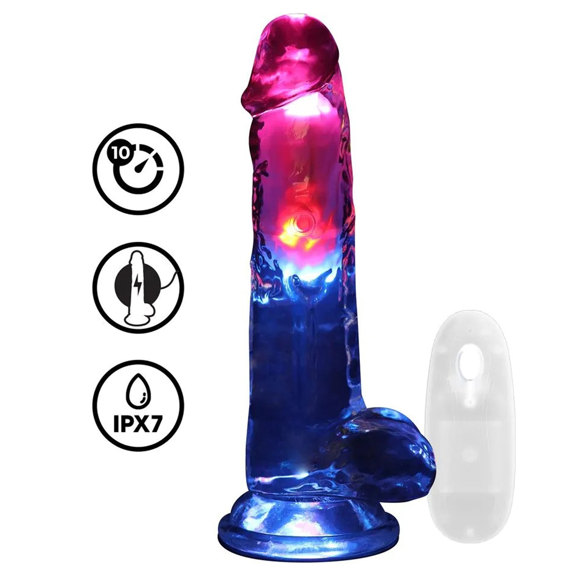 Brug RealCock - LED Vibrating Straight Cock With Balls - Transparent - 20cm til en forbedret oplevelse