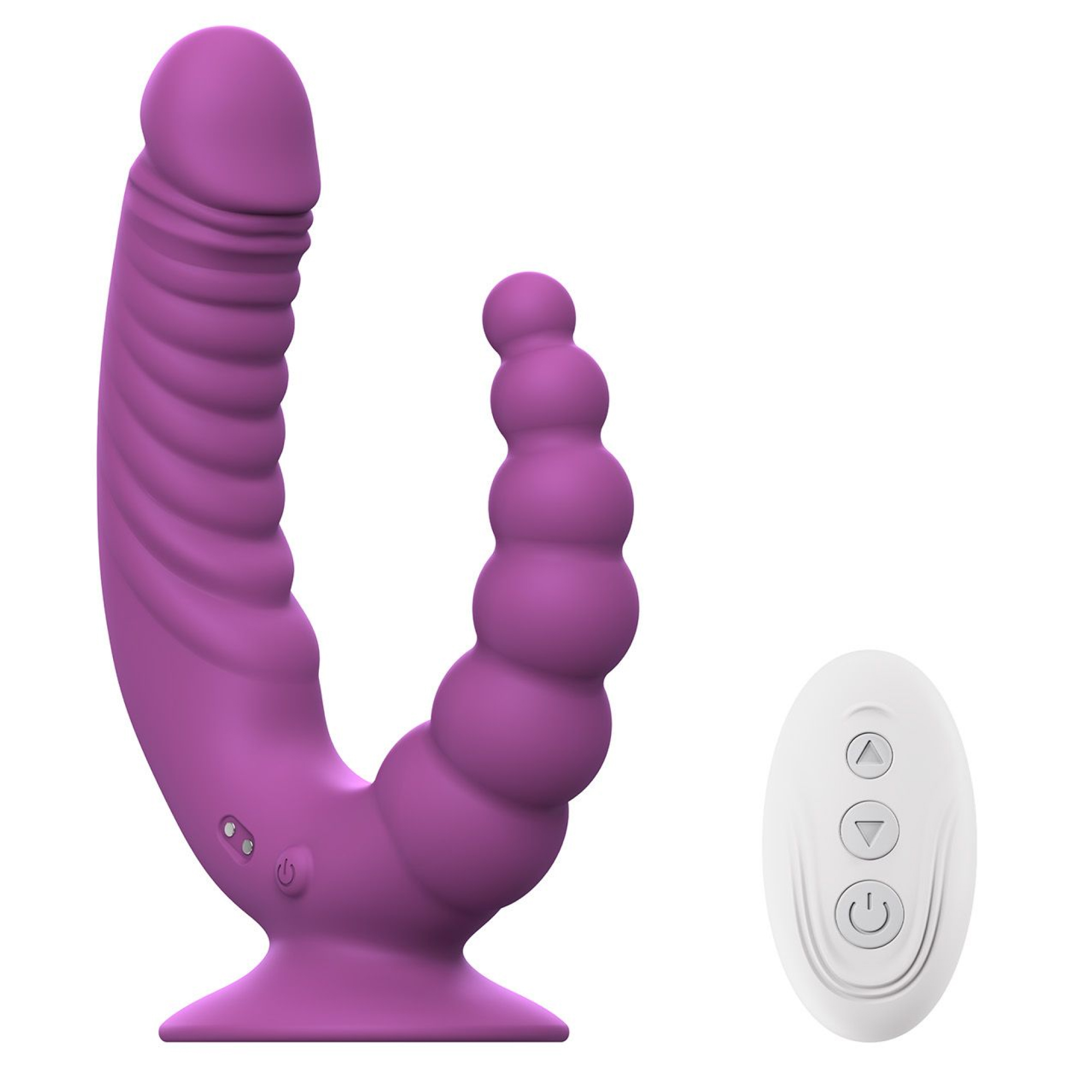 Brug Teazers - Double Vibrator with Suction Cup and Remote - Purple til en forbedret oplevelse